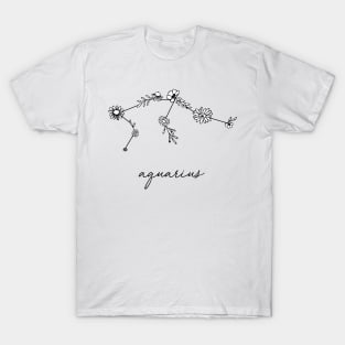 Aquarius Zodiac Wildflower Constellation T-Shirt